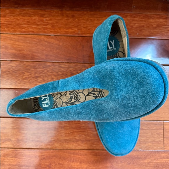 Fly London Shoes - Fly London Blue Suede Slip-On Loafers